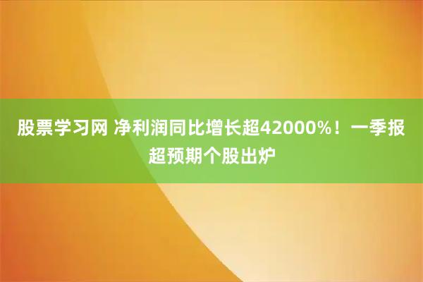 股票学习网 净利润同比增长超42000%！一季报超预期个股出炉
